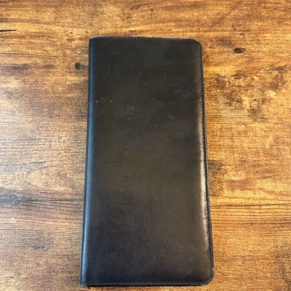 Travel Wallet Organizer Black Passport Boarding Pass Holder Leather
